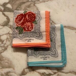 Designer Emanuel Ungaro 15.5" Square Floral Theme scarf